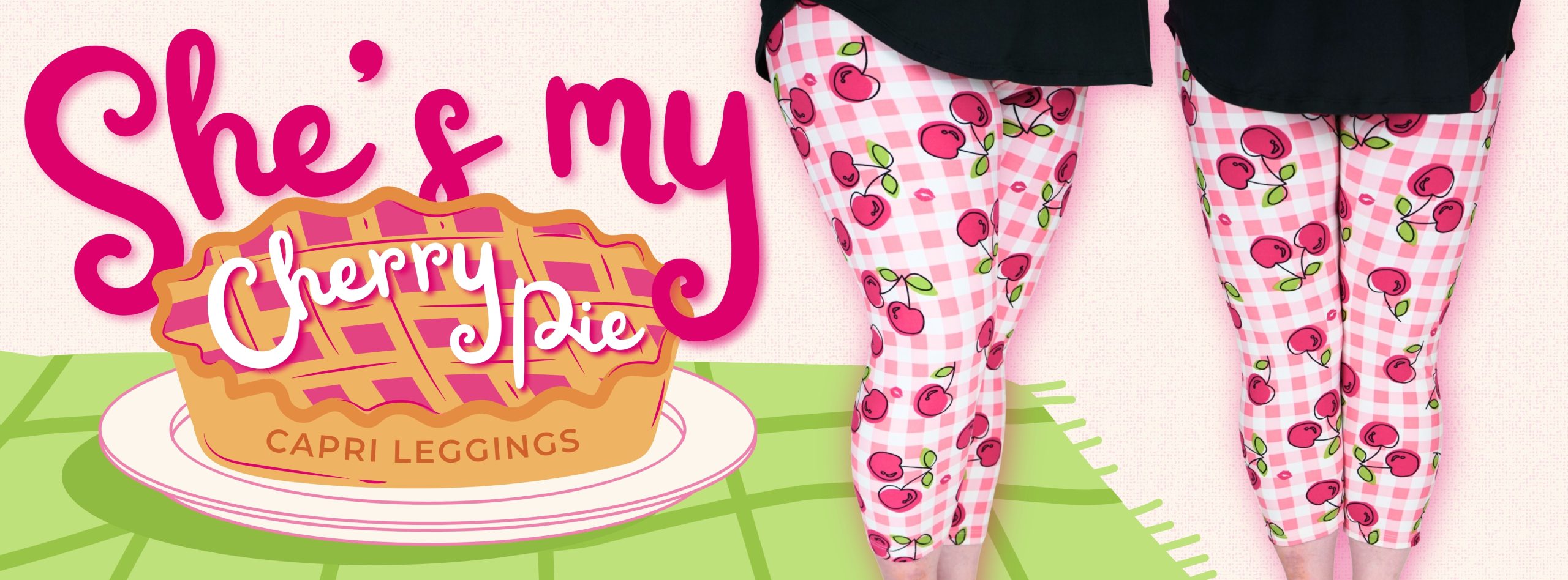 New She's Got Leggz capri leggings called "She's My Cherry Pie"