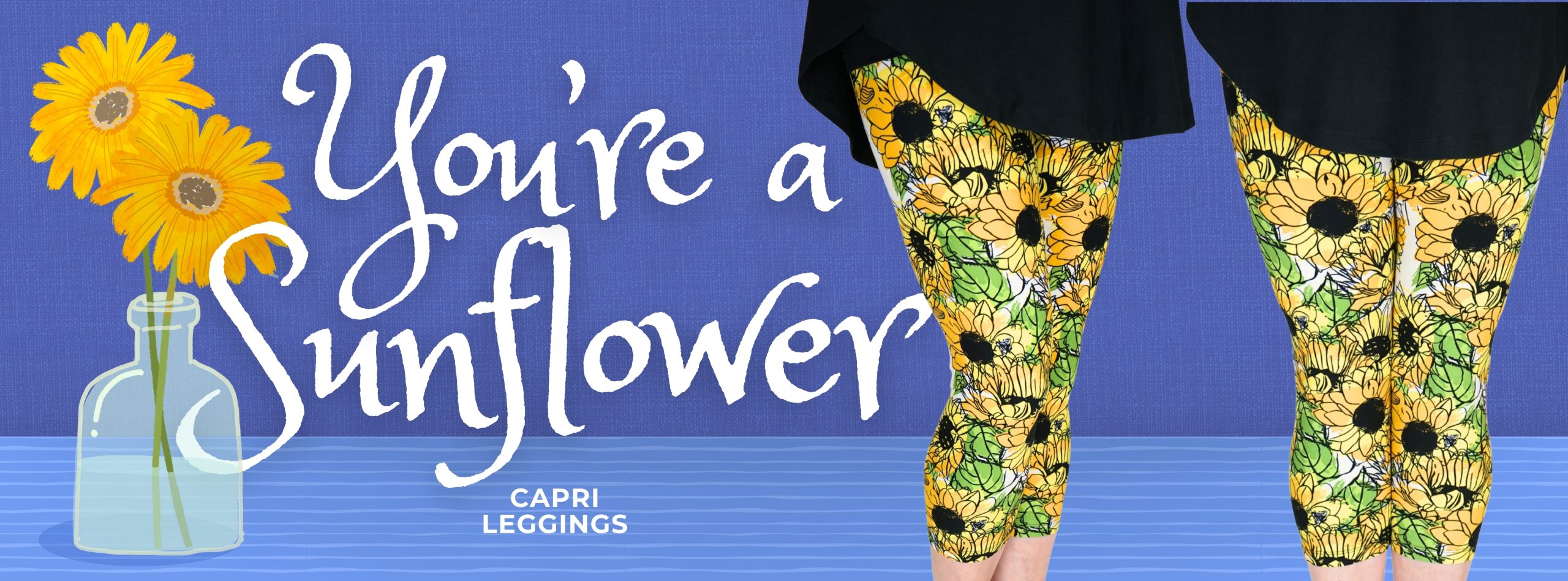 New She's Got Leggz capri leggings called "You're a Sunflower"